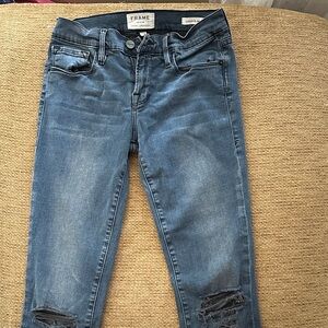 Frame Denim Women's Distressed Blue Skinny Jeans